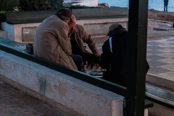 Athens Greece May 2011 Senior Men Playing Outdoor Chess Athens — Stock Photo, Image