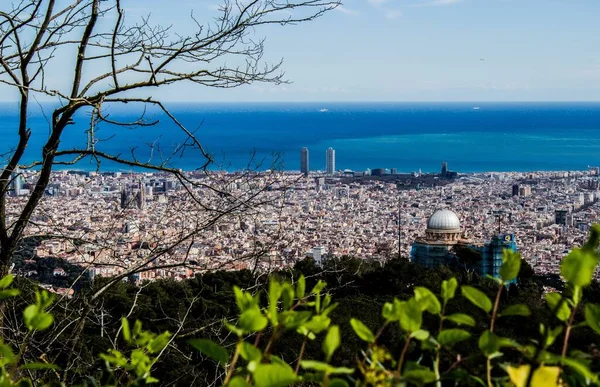 Eine Horizontale Aufnahme Von Barcelona Spanien Unter Dem Klaren Himmel — Stockfoto