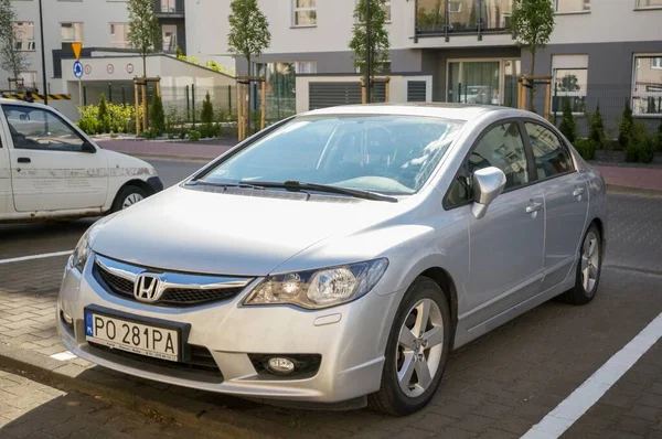 Poznan Poland May 2020 Parked Grey Honda Car Parking Spot — Stock Photo, Image