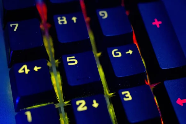 Closeup Shot Illuminated Computer Keyboard — Stock Photo, Image