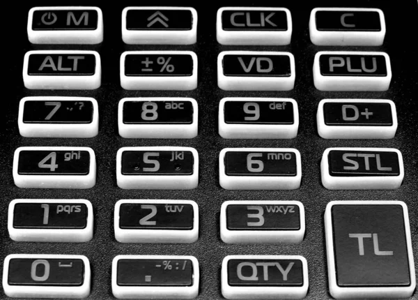 Close Dos Botões Uma Calculadora Preta — Fotografia de Stock