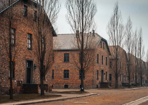 Μια Καταπληκτική Λήψη Του Στρατοπέδου Συγκέντρωσης Του Άουσβιτς Στην Πολωνία — Φωτογραφία Αρχείου