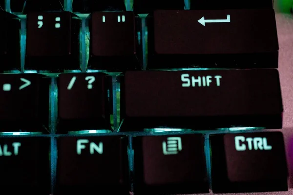 Closeup Shot Illuminated Computer Keyboard — Stock Photo, Image