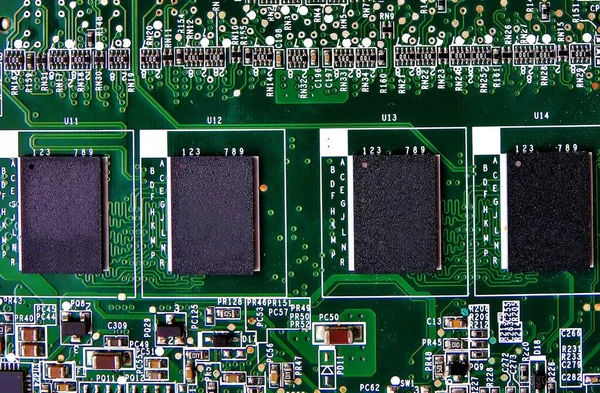 Een Close Van Een Chip Andere Elektronische Componenten Schakelingen — Stockfoto