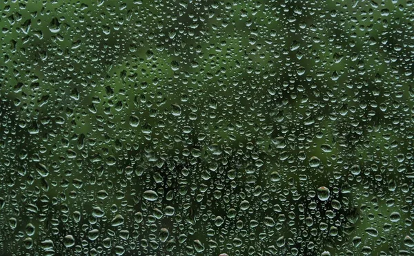 Una Hermosa Vista Las Pequeñas Gotas Agua Sobre Cristal Vapor — Foto de Stock