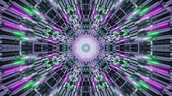 Иллюстрация Туннеля Красочного Футуристического Научно Фантастического Техно Освещения Прохладного Фона — стоковое фото