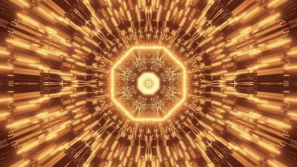 Μια Τρισδιάστατη Απεικόνιση Του Κίτρινου Φουτουριστικού Sci Techno Light Δροσερό — Φωτογραφία Αρχείου
