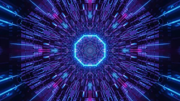 Una Ilustración Azul Púrpura Futurista Ciencia Ficción Techno Luces Fondo —  Fotos de Stock