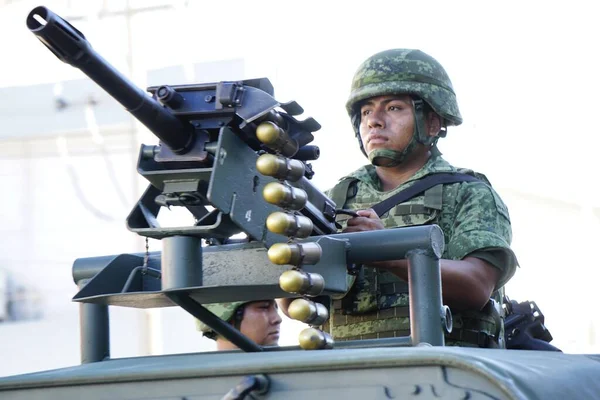 Los Mochis Mexico November 2019 Tentara Penembak Selama Parade Militer — Stok Foto