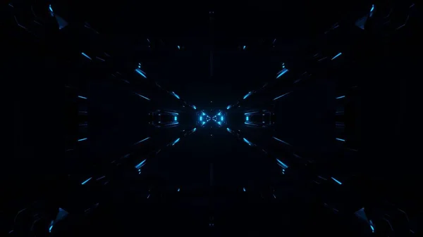 青の未来的なSfテクノライトの3Dイラスト クールな背景 — ストック写真