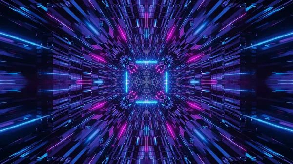 Una Ilustración Azul Púrpura Futurista Ciencia Ficción Techno Luces Fondo —  Fotos de Stock
