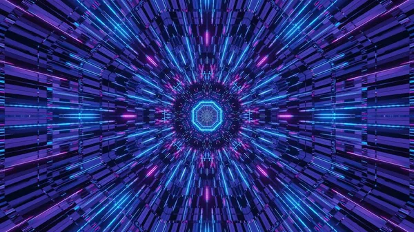Ilustracja Niebieski Fioletowy Futurystyczny Sci Techno Światła Chłodne Tło — Zdjęcie stockowe