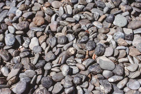 Uma Pilha Pequenas Pedras Vários Tons Cinza Perfeito Para Fundo — Fotografia de Stock