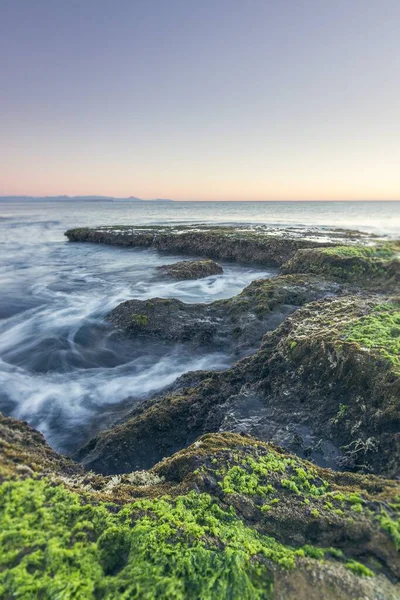 Fascinante Disparo Una Hermosa Zona Costera Rocosa Cubierta Verde — Foto de Stock