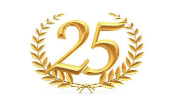 A golden 25th anniversary celebration logotype clipart