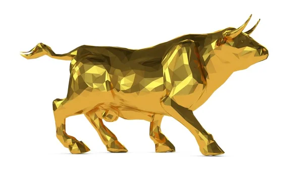 Ein Goldener Stier Isoliert Auf Weißem Hintergrund — Stockfoto