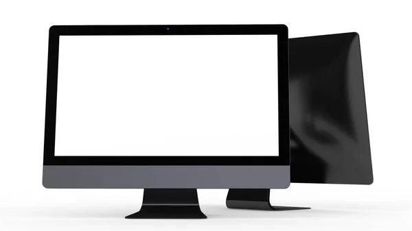 Flat Monitor Witte Scherm Computer Display Digitale Illustratie Scherm Slanke — Stockfoto
