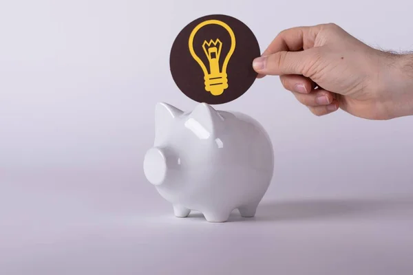 Light Bulb Sign Piggy Bank Concept Electricity Price — Stock Photo, Image