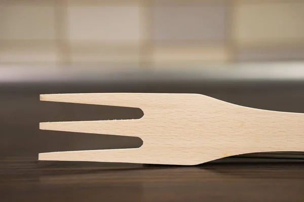 Closeup Shot Wooden Fork Table — Stock Photo, Image