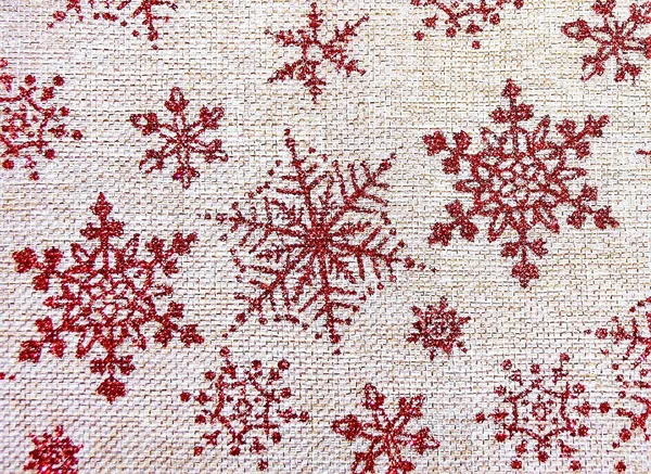 Closeup Shot Fabric Red Snowflake Patterns — Stock Photo, Image