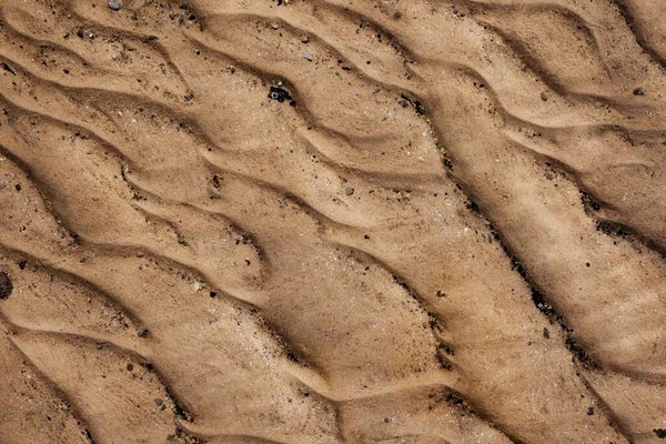 Ujęcie Pod Wysokim Kątem Pięknych Linii Wzorów Piasku Uchwyconych Pustyni — Zdjęcie stockowe