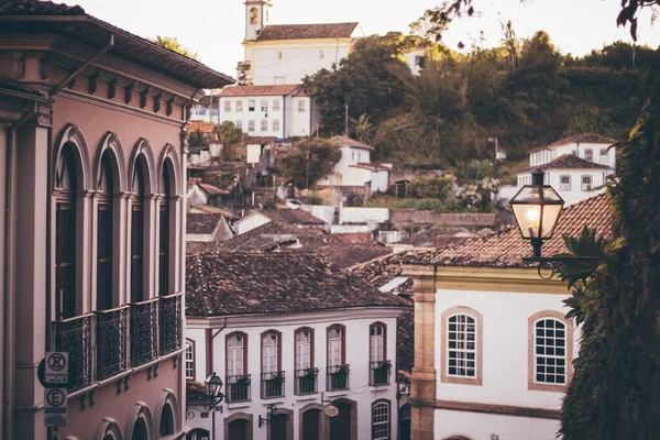 Vista Histórica Ciudad Ouro Preto Brasil Con Antiguos Edificios Con —  Fotos de Stock