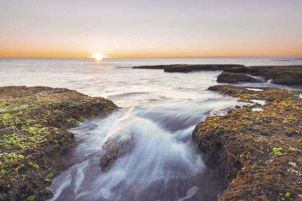 Het Prachtige Uitzicht Zonsondergang Zee — Stockfoto