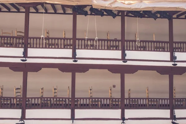 Balconies Wooden Chairs Corral Comedias Ancient Theater Captured Almagro Spain — Stock Photo, Image