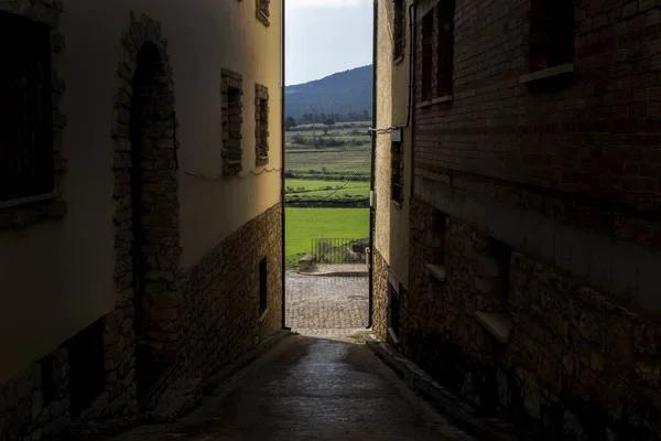 Two Buildings Constructed Closely Next Each Other Front Green Landscape — Stock Photo, Image