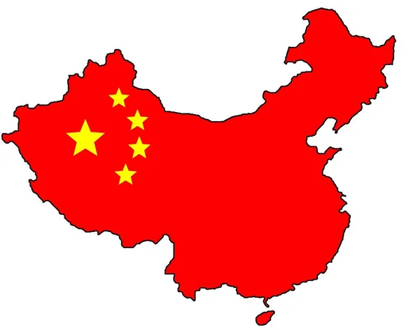 Illustration China Flag Map Isolated White Surface — Stock Photo, Image