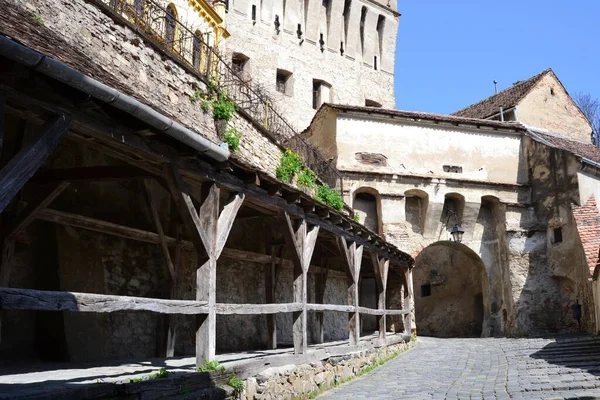 Colpo Orizzontale Una Zona Nel Forte Medievale Sotto Torre Dell — Foto Stock