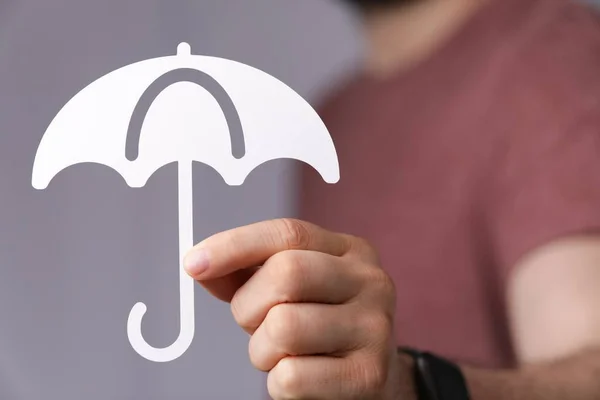 Papercut Umbrella Hands Man — Stock Photo, Image