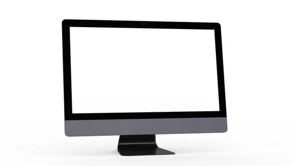 Monitor Plano Computador Tela Branca Tela Ilustração Digital Exibição Magro — Fotografia de Stock