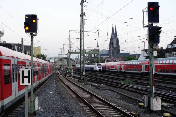 Estación Tren Durante Puesta Sol —  Fotos de Stock