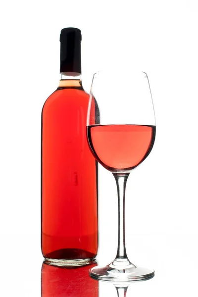 Closeup Shot Glass Wine Bottle Isolated White Background — Stock Photo, Image