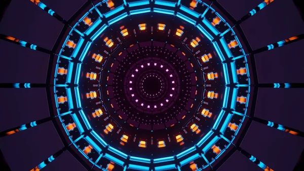 Renkli Lazer Işıkları Çemberinin Görüntüsü Fütüristik Bilim Kurgu Arka Planı — Stok fotoğraf