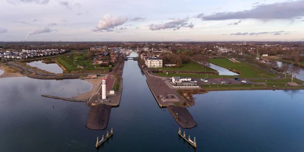 Hollanda Daki Hellevoetsluis Güçlendirilmiş Tarihi Limanının Havadan Görünüşü — Stok fotoğraf