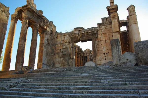 Lübnan Baalbek Kentindeki Roma Harabeleri Güneşli Bir Günde — Stok fotoğraf