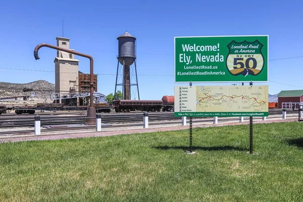 Ely Nevada Estados Unidos Mayo 2020 Una Señal Bienvenida Museo — Foto de Stock