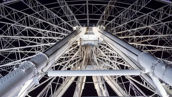 Low Angle Shot Inner Mechanism Details White Ferris Wheel Night — Stock Photo, Image