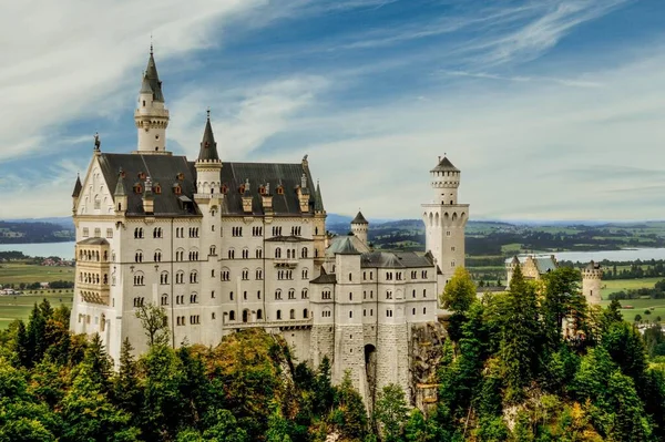 Hisnande Bild Gammal Vacker Neuschwanstein Slott Fångas Tyskland — Stockfoto