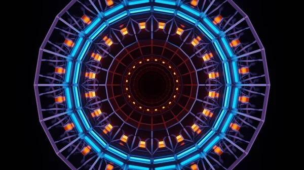 Een Weergave Van Een Cirkel Van Kleurrijke Laserlichten Perfect Voor — Stockfoto