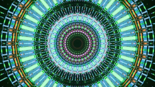 Een Weergave Van Een Cirkel Van Kleurrijke Laserlichten Perfect Voor — Stockfoto
