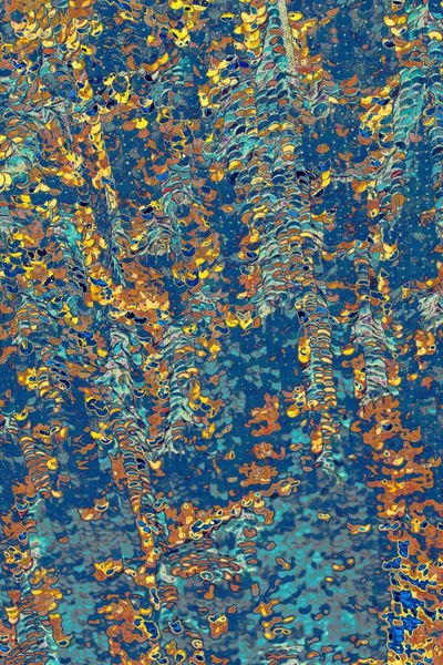 Een Abstract Schilderij Bestaande Uit Blauwe Gele Groene Kleuren — Stockfoto