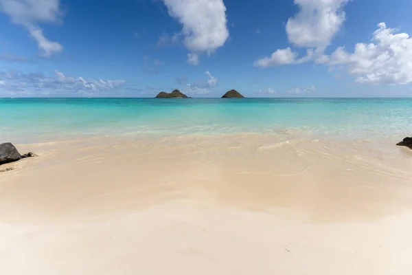 Pohled Dva Ostrovy Mokulua Pláže Lanikai Kailua Havaj Usa — Stock fotografie