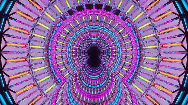 色彩艳丽的激光灯的三维渲染 完美的未来科幻小说背景 — 图库照片
