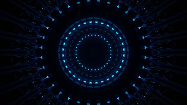 Vykreslující Abstraktní Futuristické Pozadí Modrozelenými Neonovými Světly — Stock fotografie