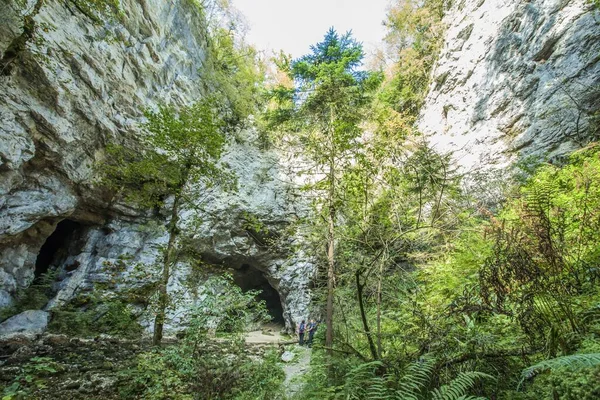 Tunnel Travers Une Paroi Rocheuse Long Sentier Randonnée Rakov Skocjan — Photo