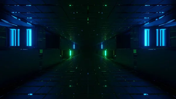 Ein Kosmischer Hintergrund Einer Wiedergabe Blauer Und Grüner Lichter Perfekt — Stockfoto