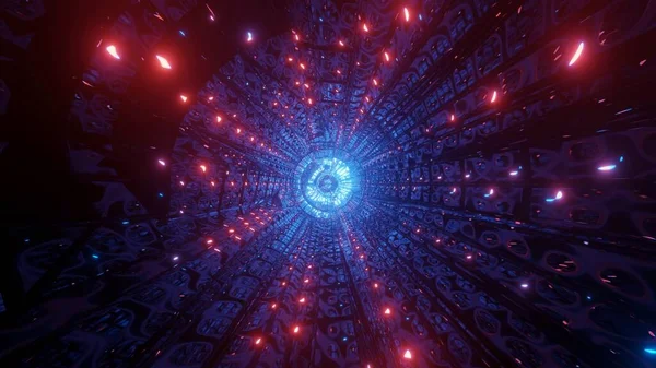 Ein Kosmischer Hintergrund Einer Wiedergabe Von Blauen Und Roten Lichtern — Stockfoto